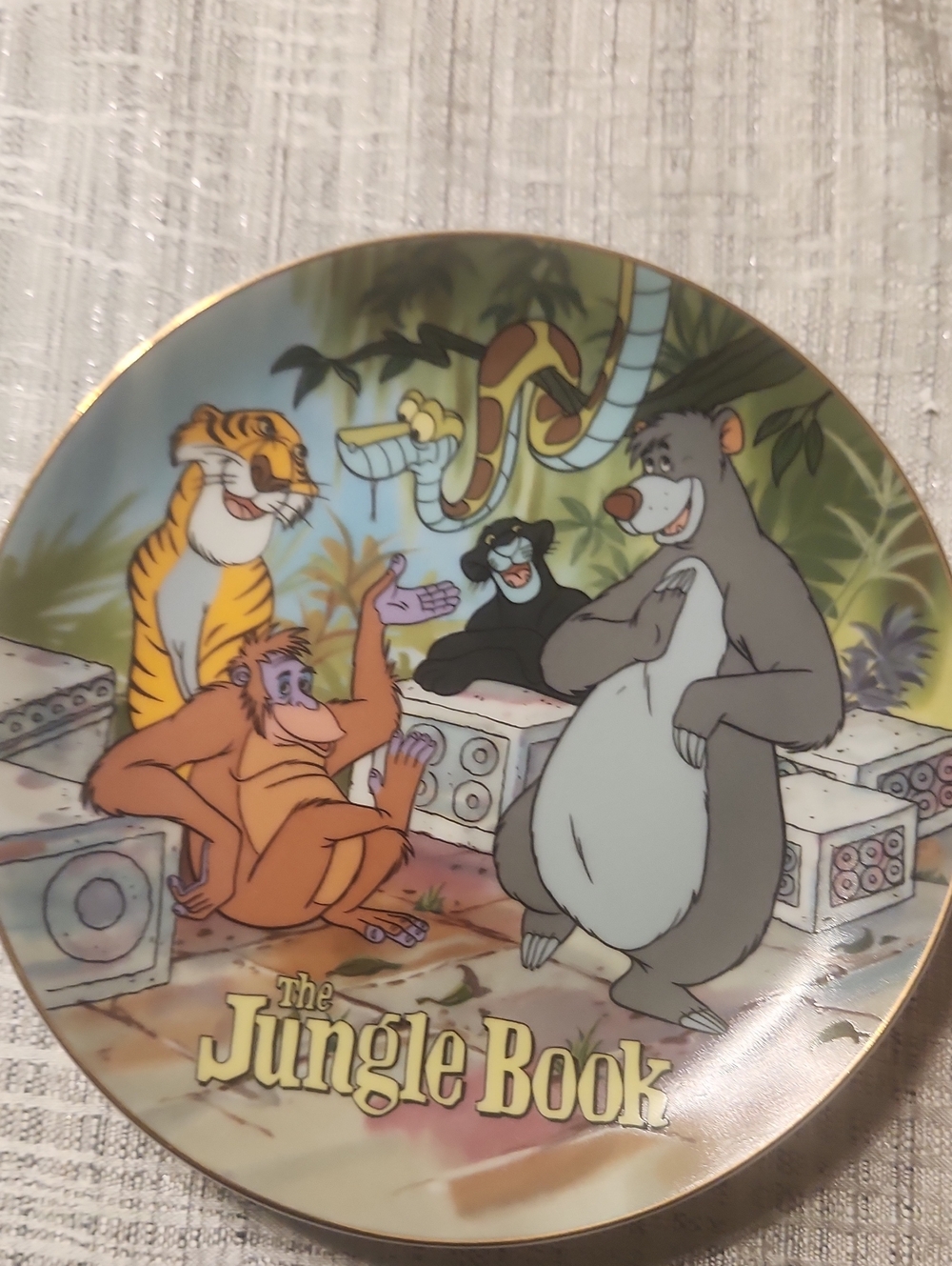 Disney White Ceramic Collectible Plate with Black Logo